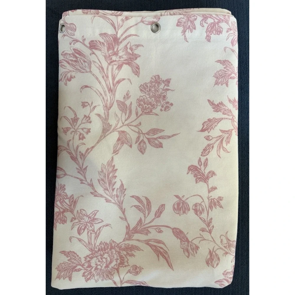 Pink Floral Toile Botanical Fabric Shower Curtain White 72 X 72 Toile De Jouy